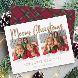 Cartes Pour Fêtes Annuelles Lettres de Noël Joyeuses modernes Photo Plaid