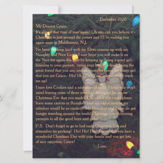 Cartes Pour Fêtes Annuelles Lettres de Père Noël Angel Lights (Devant)