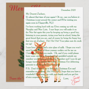 Cartes Pour Fêtes Annuelles Lettres du Père Noël au Cerf aux Yeux Bleus