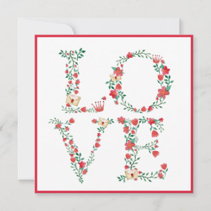 Cartes Pour Fêtes Annuelles Lettres Floral LOVE Valentine's