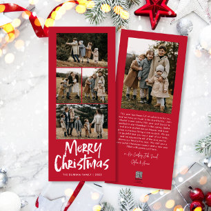 Cartes Pour Fêtes Annuelles Lettres modernes Cinq photo mince Joyeux Noël