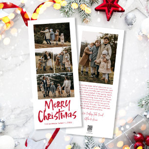 Cartes Pour Fêtes Annuelles Lettres modernes Cinq photo mince Joyeux Noël