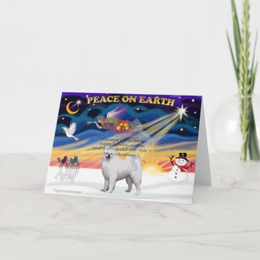 Cartes Pour Fêtes Annuelles Lever de Noël - Samoyed (Devant)