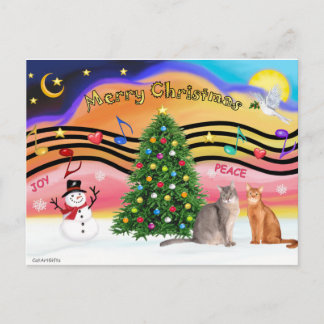 Cartes Pour Fêtes Annuelles Lever de soleil de Noël 2 - Deux chats abyssinais