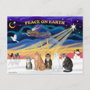 Cartes Pour Fêtes Annuelles Lever de soleil de Noël - Cinq chats (AmSH)