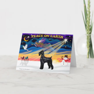 Cartes Pour Fêtes Annuelles Lever de soleil de Noël - Schnauzer (Géant noir)