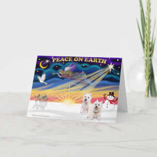 Cartes Pour Fêtes Annuelles Lever du soleil de Noël - Deux Terriers des Hautes