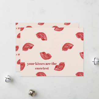Cartes Pour Fêtes Annuelles Lèvres embrassées rouges sur valentin beige de gra