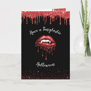 Cartes Pour Fêtes Annuelles Lèvres paillettes rouges de vampire et crocs Hallo