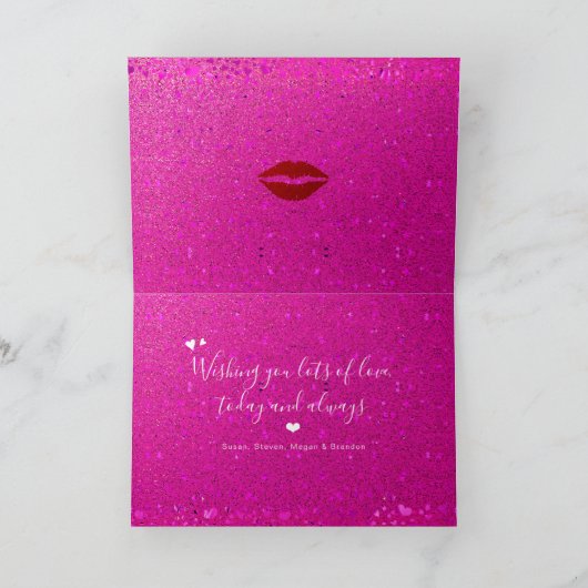 Cartes Pour Fêtes Annuelles Lèvres roses Joyeuse Saint-Valentin Rouge Paillett (Intérieur)