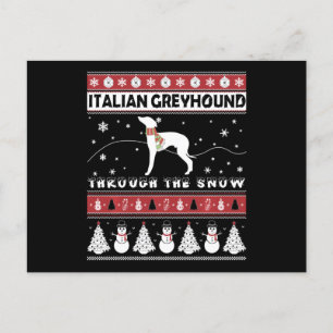 Cartes Pour Fêtes Annuelles Lévrier Italien dans la neige Noël adorable