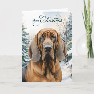 Cartes Pour Fêtes Annuelles Lévrier sanguin Bois hivernal Forêt Noël