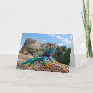Cartes Pour Fêtes Annuelles Lézard à collerette au crochet visite le mont Rush
