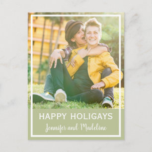 Cartes Pour Fêtes Annuelles LGBT Happy Holigays Christmas Photo Olive Green