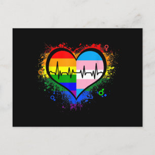 Cartes Pour Fêtes Annuelles LGBT Hearbeat EKG Shirt Gay Lesbian Transgenre L