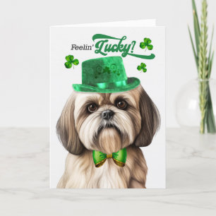 Cartes Pour Fêtes Annuelles Lhasa Apso Dog Feelin' Lucky St Patrick's Day