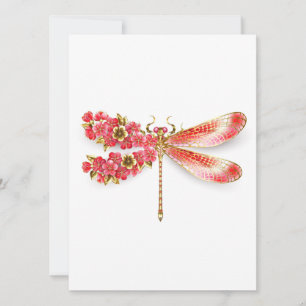 Cartes Pour Fêtes Annuelles libellule de fleurs avec sakura de bijoux