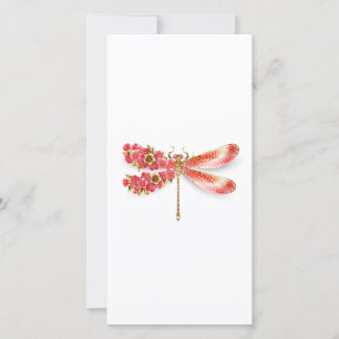 Cartes Pour Fêtes Annuelles libellule de fleurs avec sakura de bijoux