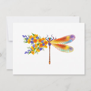 Cartes Pour Fêtes Annuelles libellule de fleurs jaunes