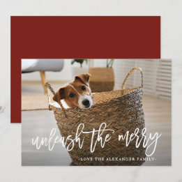Cartes Pour Fêtes Annuelles Libérez le joyeux script Photo de chien mignon