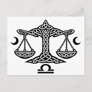 Cartes Pour Fêtes Annuelles Libra Sceau de la Lune Celtique   Encre BurnsInHel