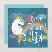 Cartes Pour Fêtes Annuelles Licorne (Devant / Derrière)