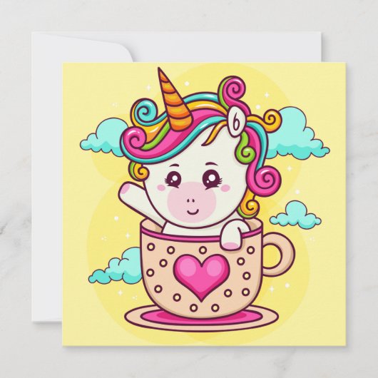 Cartes Pour Fêtes Annuelles Licorne (Devant)