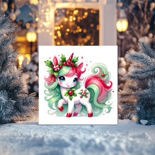 Cartes Pour Fêtes Annuelles Licorne de Noël Canne en Sucre