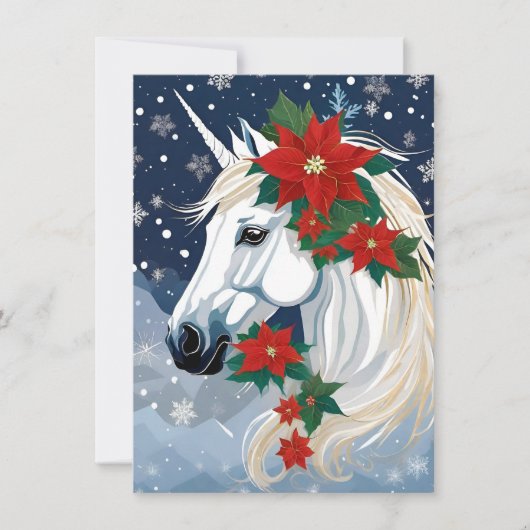 Cartes Pour Fêtes Annuelles licorne de vacances d'hiver (Devant)