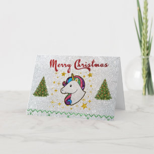 Cartes Pour Fêtes Annuelles Licorne Magique Joyeux Noël Paillettes Fantaisie