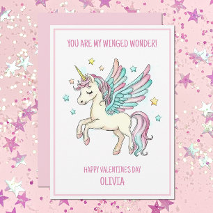 Cartes Pour Fêtes Annuelles Licorne Magique Rose Colorée Mignonne Saint Valent