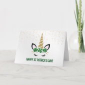 Cartes Pour Fêtes Annuelles Licorne Or Vert Trèfle St Patrick (Devant)