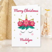 Cartes Pour Fêtes Annuelles Licorne Paillettes Noël Nom Personnalisé