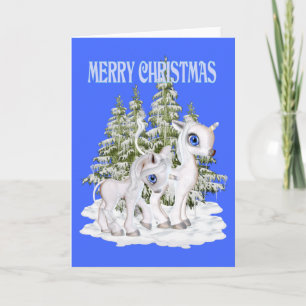 Cartes Pour Fêtes Annuelles Licornes mignonnes de Noël