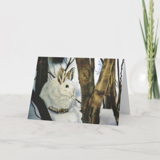 Cartes Pour Fêtes Annuelles "Lièvre de chaussure de neige" (Devant)