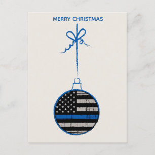 Cartes Pour Fêtes Annuelles Ligne bleue mince Noël - Famille de police