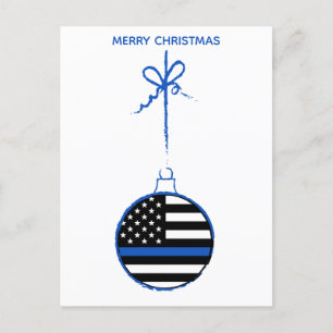Cartes Pour Fêtes Annuelles Ligne Bleue Mince Police de Noël