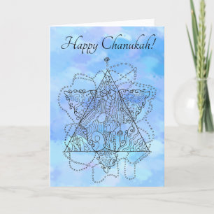 Cartes Pour Fêtes Annuelles Ligne d'art en bleu pour Chanukah / Hanoukka