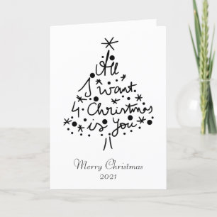 Cartes Pour Fêtes Annuelles Ligne de Noël Art minimaliste photo noir et blanc
