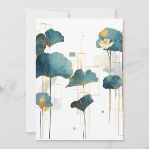 Cartes Pour Fêtes Annuelles Ligne minimaliste Ginkgo Lotus Zen