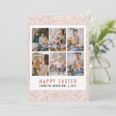Cartes Pour Fêtes Annuelles Ligne moderne d'art floral Joyeuses Pâques 6 Photo (Debout devant)