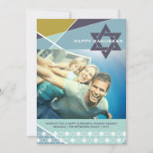 Cartes Pour Fêtes Annuelles Lignes géométriques Étoile bleue de David Photo Ha (Devant)