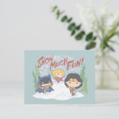 Cartes Pour Fêtes Annuelles Ligue de Justice Chibi Snowball combat (Debout devant)