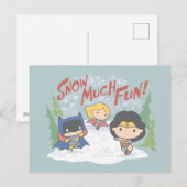 Cartes Pour Fêtes Annuelles Ligue de Justice Chibi Snowball combat (Devant / Derrière)