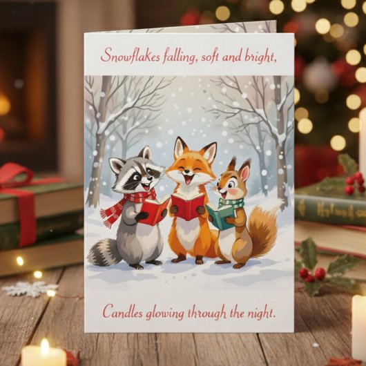 Cartes Pour Fêtes Annuelles Lil Forest Animaux chantant Noël Carols