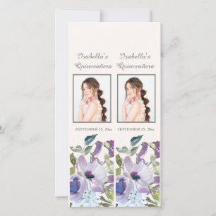 Cartes Pour Fêtes Annuelles Lilac Dusty Blue Floral Quinceañera Signets