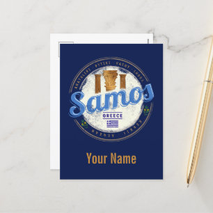 Cartes Pour Fêtes Annuelles L'île de Samos en Grèce vacances vintages rétro