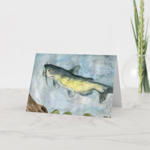 Cartes Pour Fêtes Annuelles L'illustration de gain des enfants : poisson-chat