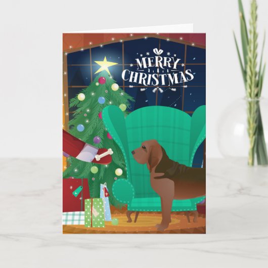 Cartes Pour Fêtes Annuelles Limier et cadeau de Santa (Devant)