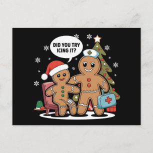 Cartes Pour Fêtes Annuelles L'Infirmière De Noël Gingerbread Homme Avez-Vous E